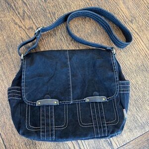Fossil Black Canvas Crossbody Bag